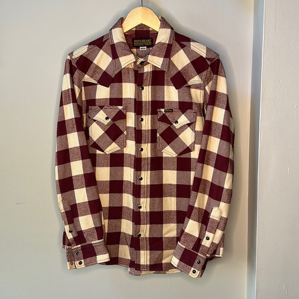 Iron Heart IHSH-232 Cream and Maroon UHF Shirt M